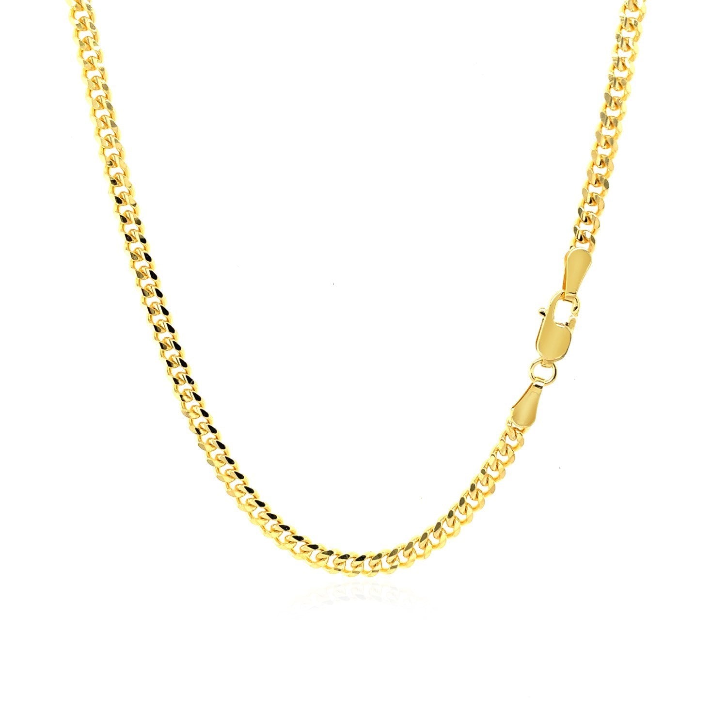 3.30mm 14K Yellow Gold Gourmette Chain in a sleek high-contrast midnight luxury editorial style