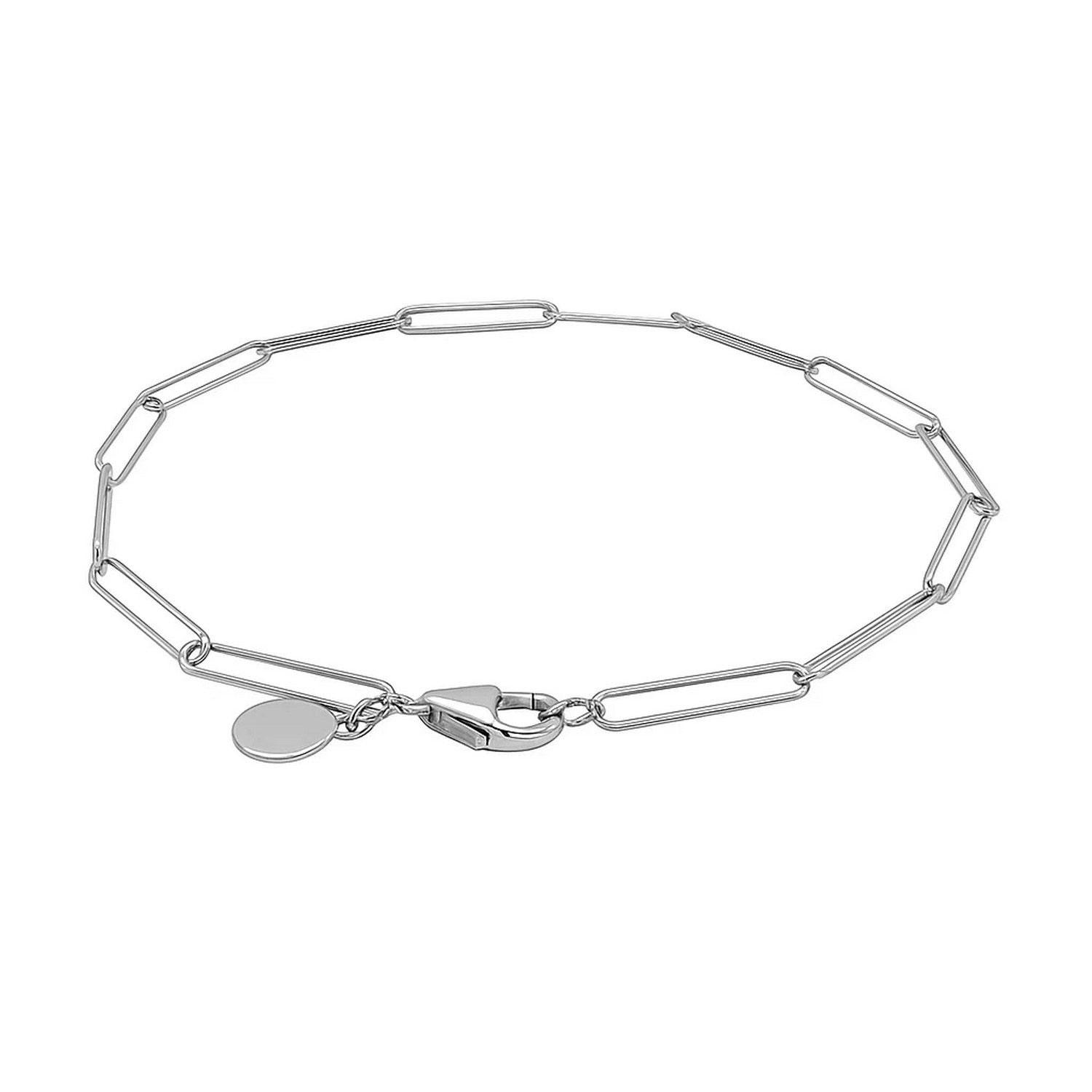 14k White Gold Wire Paperclip Bracelet  (2.70 mm) - Peelerie