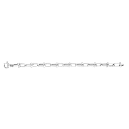 Sterling Silver Rhodium Plated Jax Link Bead Bracelet (9.20 mm)