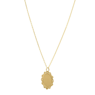 Baroque Round Pendant and Necklace in 14K Yellow Gold