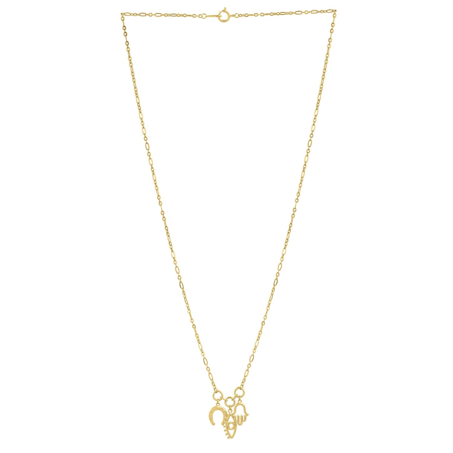 Drop Necklace with Lucky Charms in 14K Yellow Gold