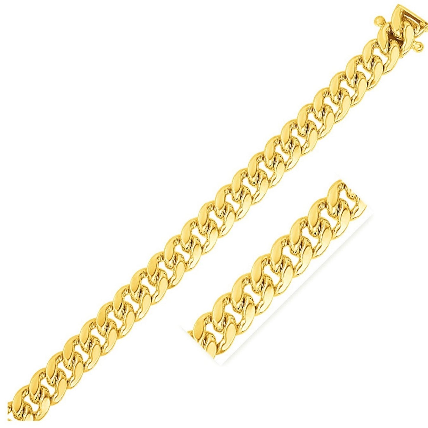 14k Yellow Gold Classic Miami Cuban Solid Chain (10.10 mm)