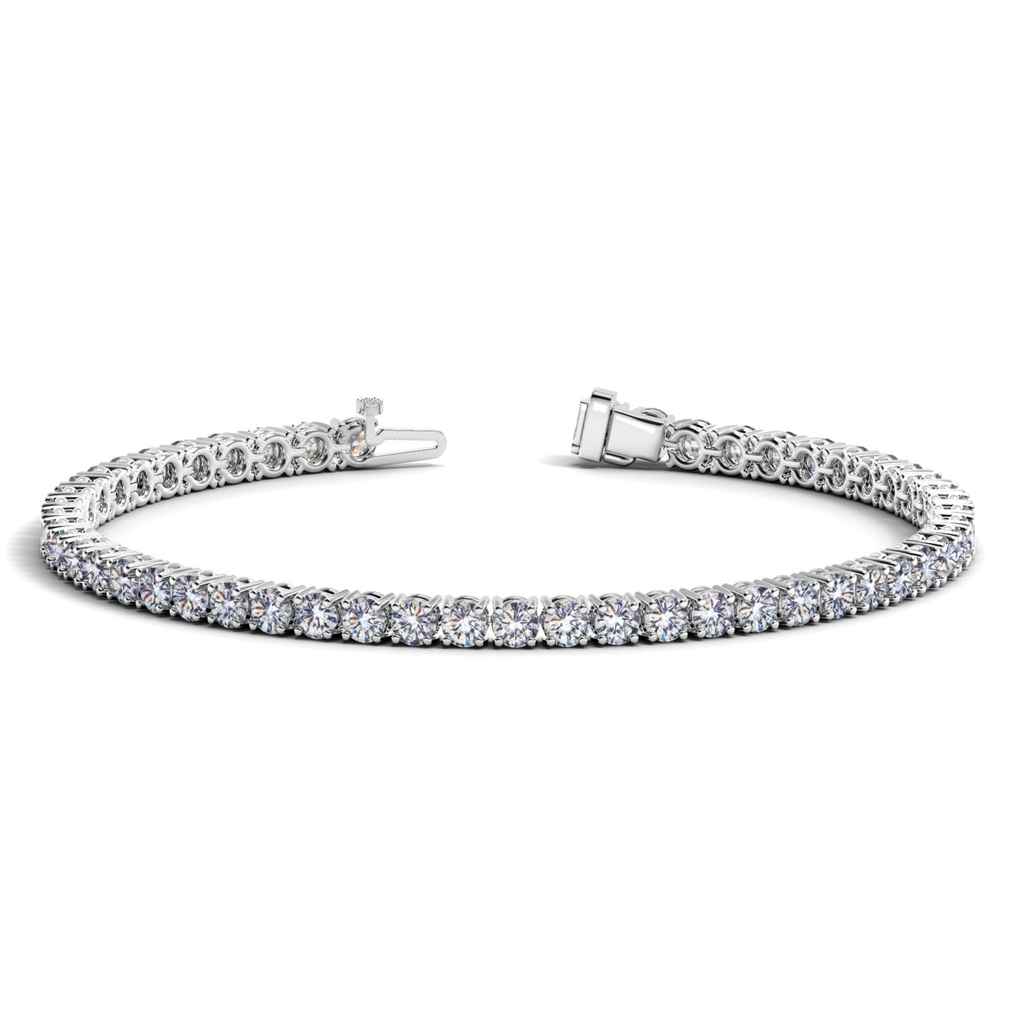 Lab Grown Round Diamond Tennis Bracelet in 14k White Gold (6 cctw F/G VS2/SI1) in a sleek high-contrast midnight luxury edito