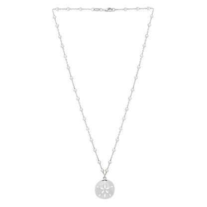 Sterling Silver Rhodium Plated Sand Dollar Necklace