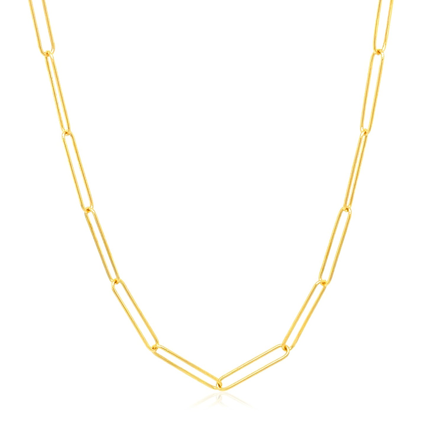 14k Yellow Gold Wire Paperclip Chain (2.7 mm) in a sleek high-contrast midnight luxury editorial style