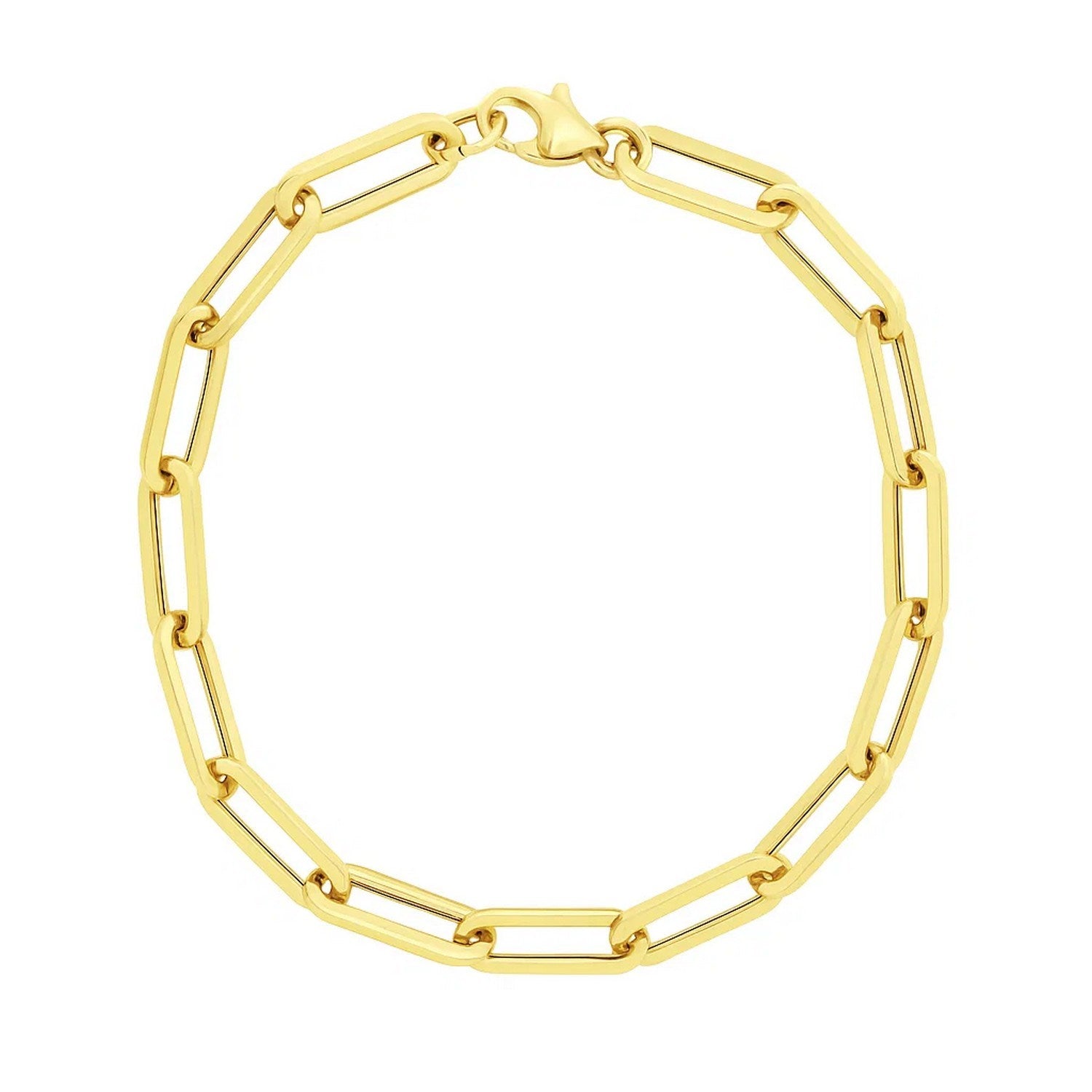 14k Yellow Gold 8 inch Extra Wide Paperclip Chain Bracelet (9.60 mm) - Peelerie
