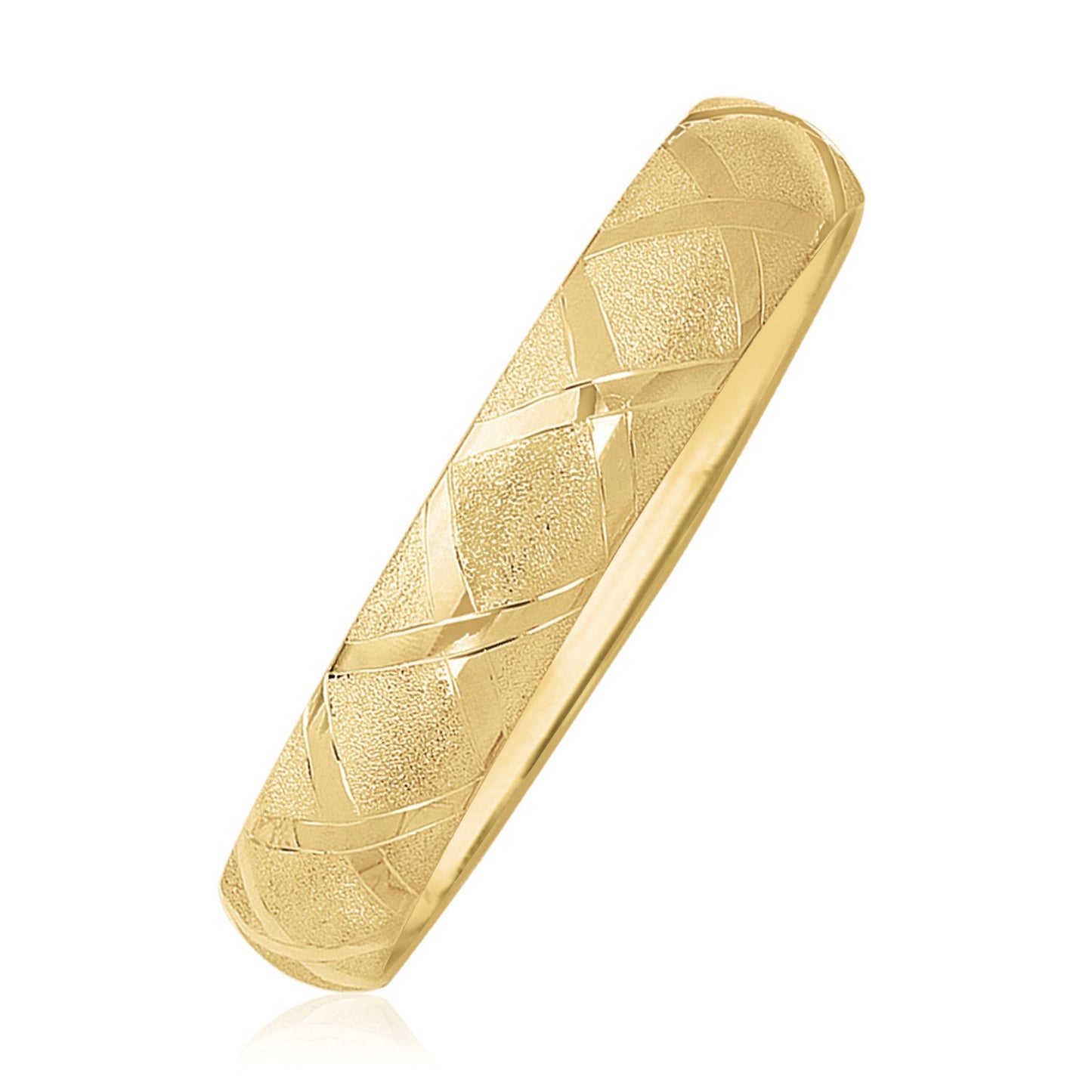 10k Yellow Gold Dual-Textured Diamond Pattern Bangle (12.00 mm) in a sleek high-contrast midnight luxury editorial style