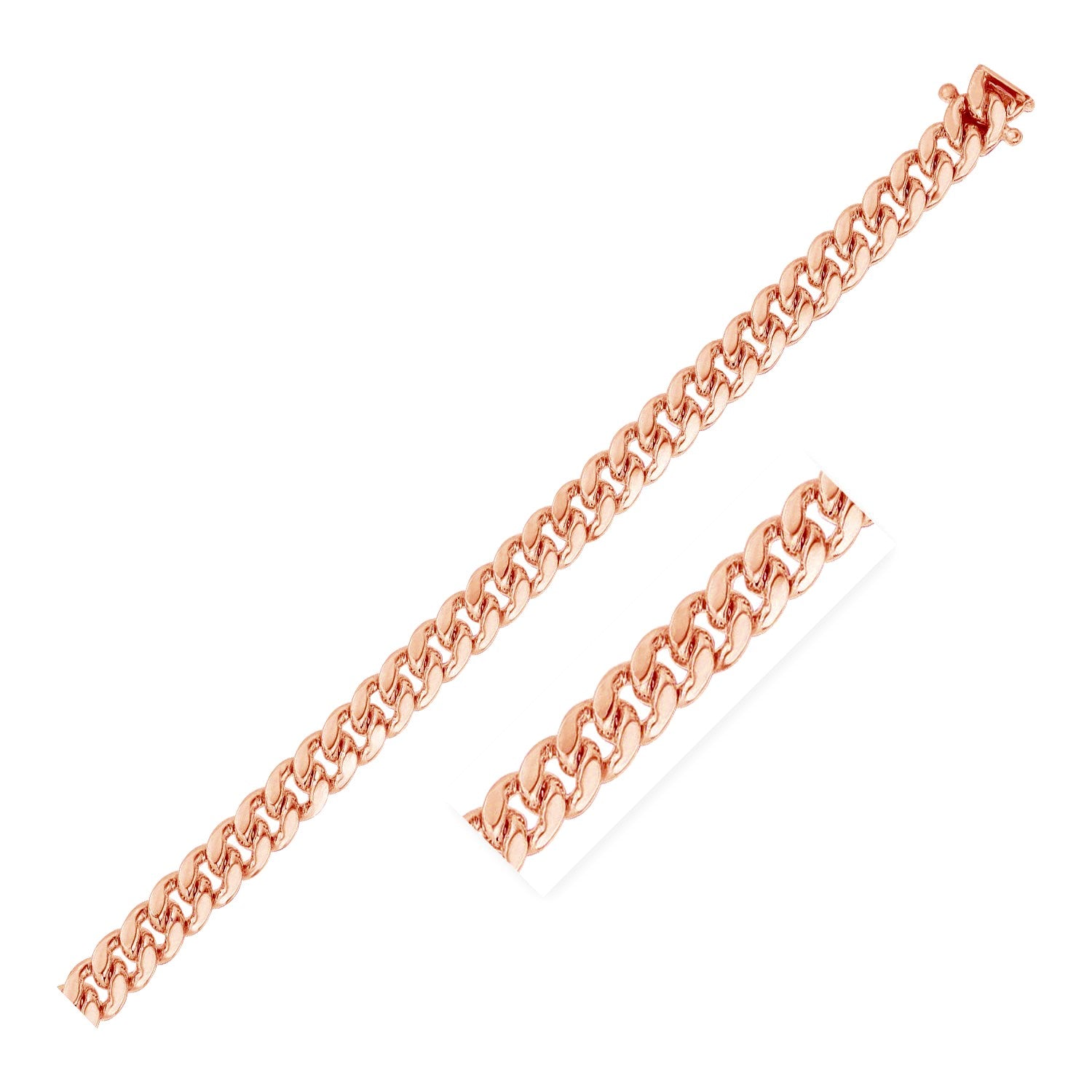 14k Rose Gold Classic Miami Cuban Solid Bracelet (6.10 mm) in a sleek high-contrast midnight luxury editorial style