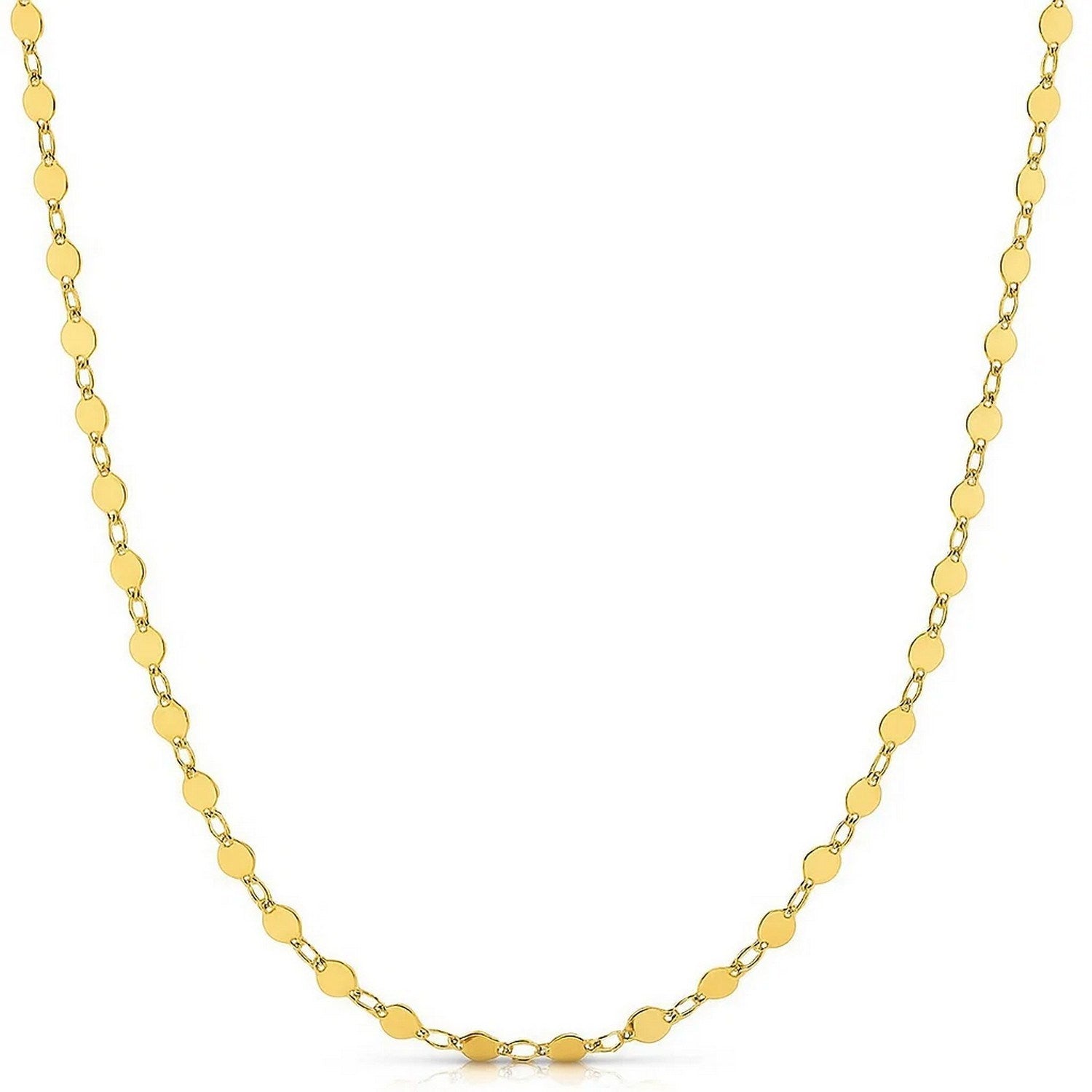 14k Yellow Gold Necklace with Polished Circles in a sleek high-contrast midnight luxury editorial style