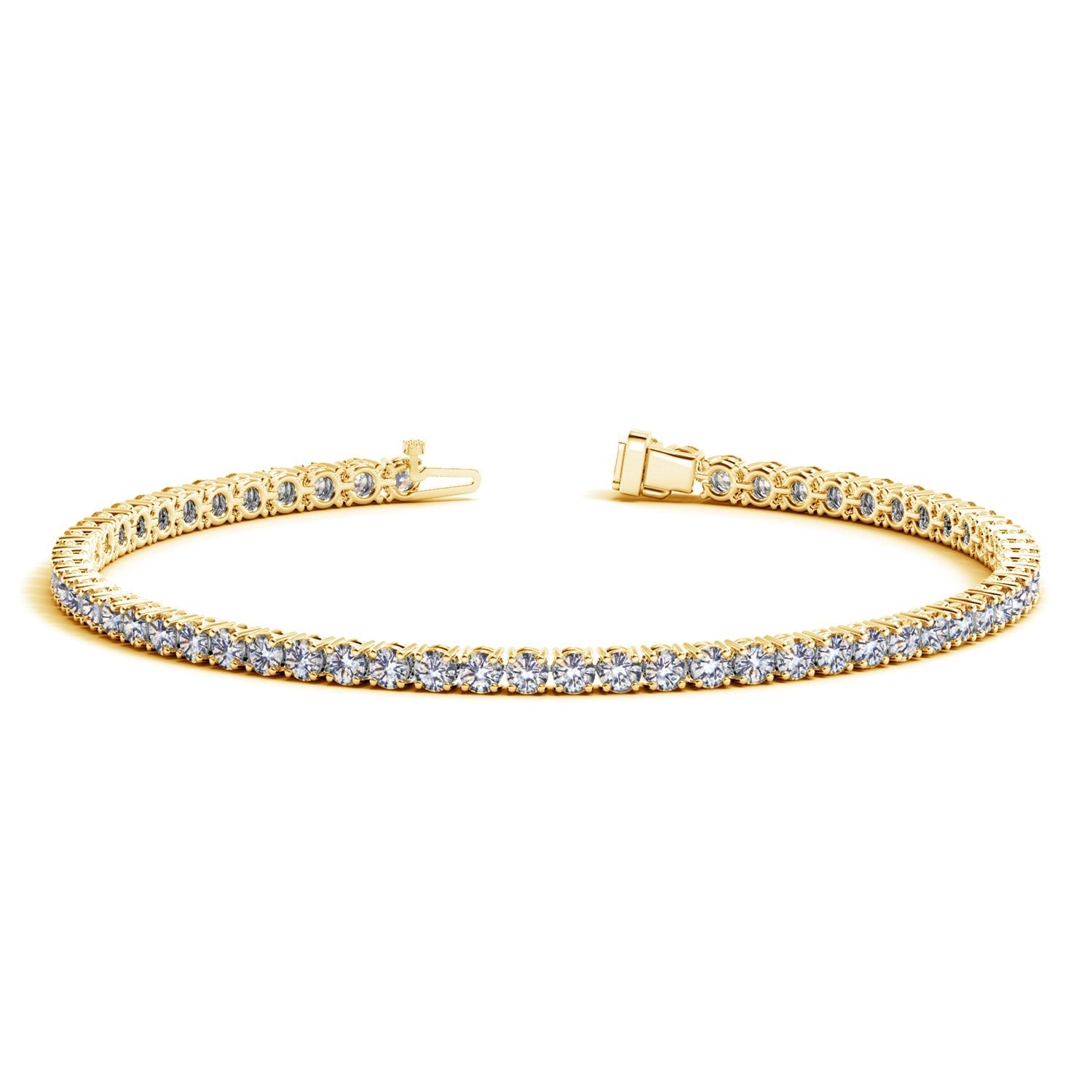 Lab Grown Round Diamond Tennis Bracelet in 14k Yellow Gold (4 cctw F/G VS2/SI1) in a sleek high-contrast midnight luxury edit
