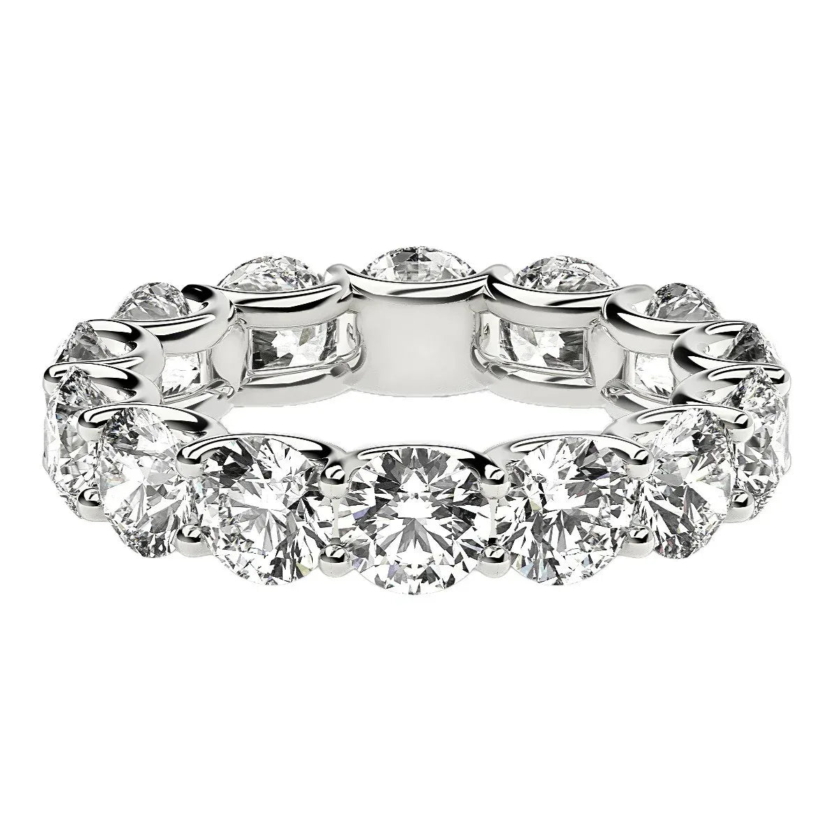 Round Cut Lab Grown Diamond Eternity Ring in 14k White Gold (6 cttw FG/VS2) - Peelerie