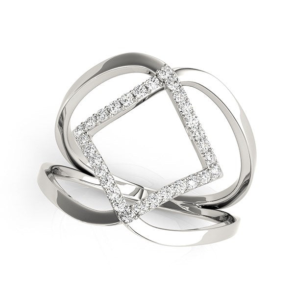 14k White Gold Interlaced Design Diamond Ring (1/5 cttw) in a sleek high-contrast midnight luxury editorial style