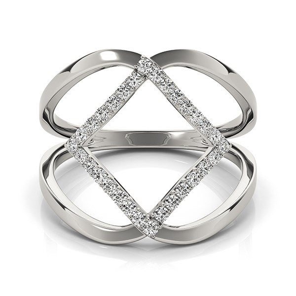 14k White Gold Interlaced Design Diamond Ring (1/5 cttw) - Peelerie