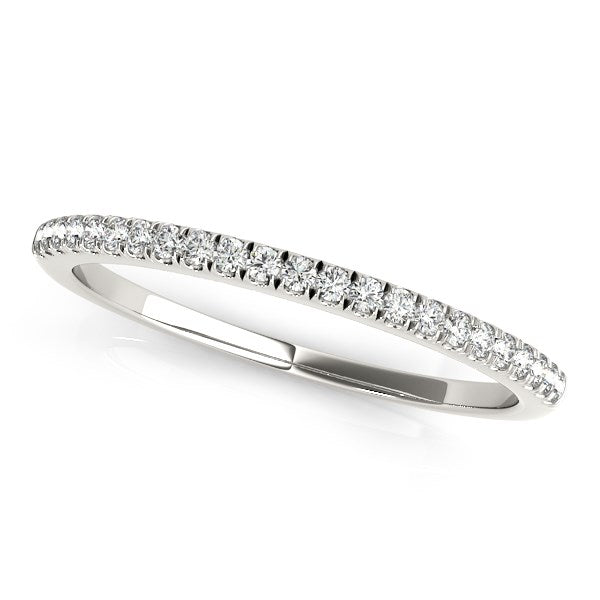 14k White Gold Classic Pave Set Diamond Wedding Band (1/8 cttw) in a sleek high-contrast midnight luxury editorial style