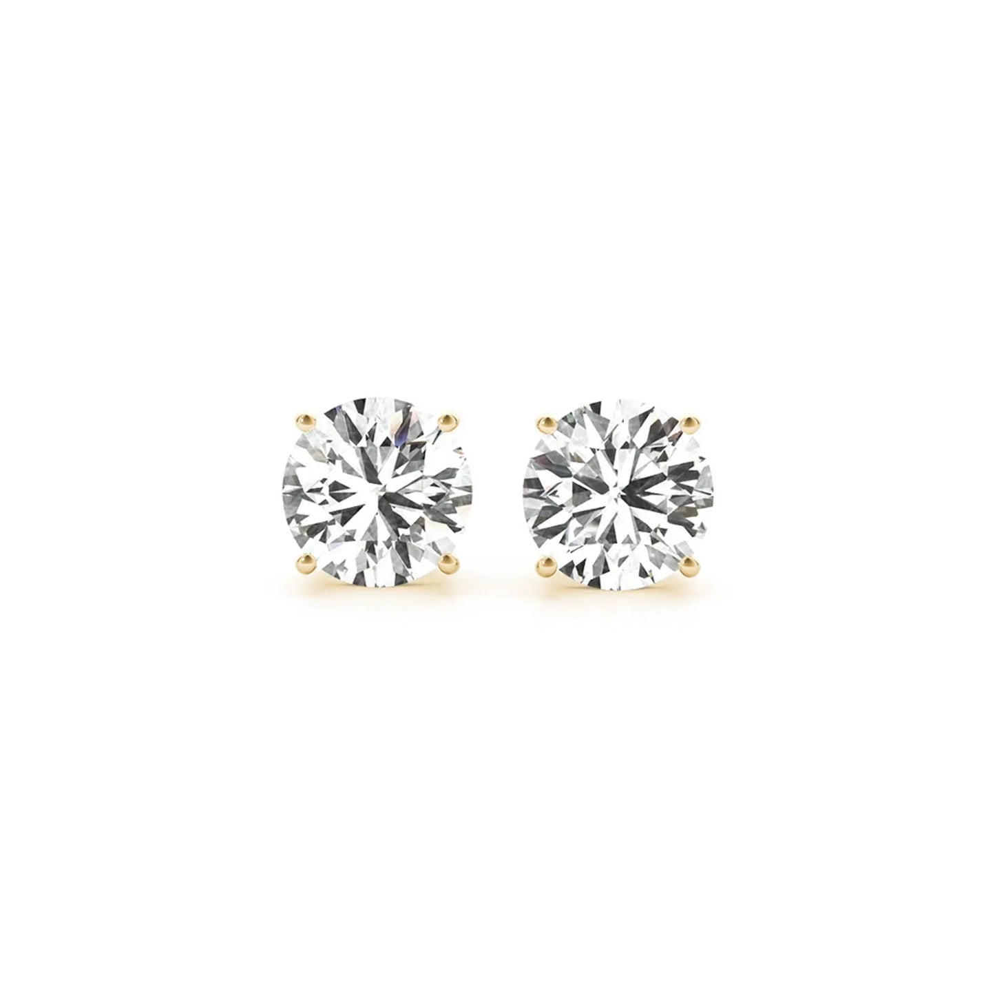 3 cttw Certified IGI Lab Grown Round Diamond Earrings 14k Yellow Gold (G/VS2) - Peelerie