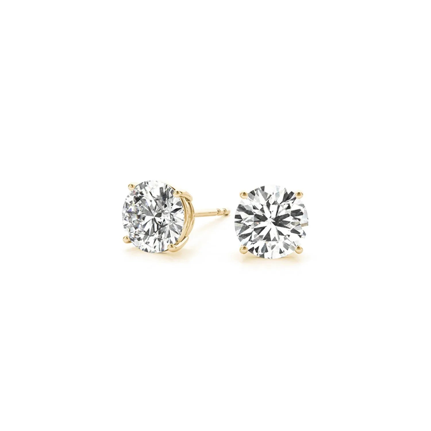3 cttw Certified IGI Lab Grown Round Diamond Earrings 14k Yellow Gold (G/VS2) - Peelerie