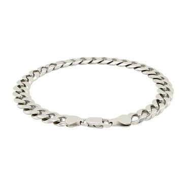 Rhodium Plated Sterling Silver Curb Style Bracelet (7.90 mm)