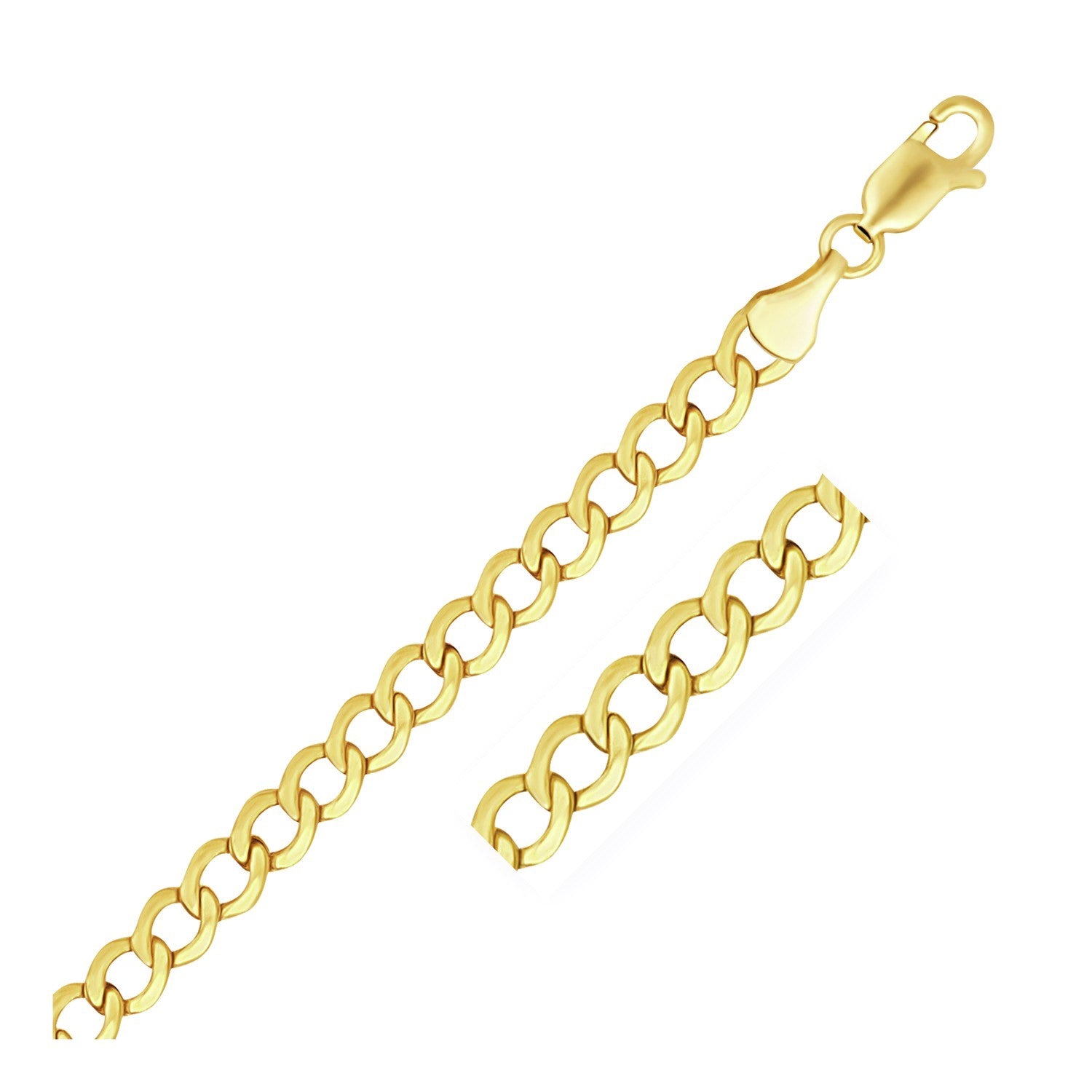 10k Yellow Gold Curb Chain (5.30 mm) in a sleek high-contrast midnight luxury editorial style