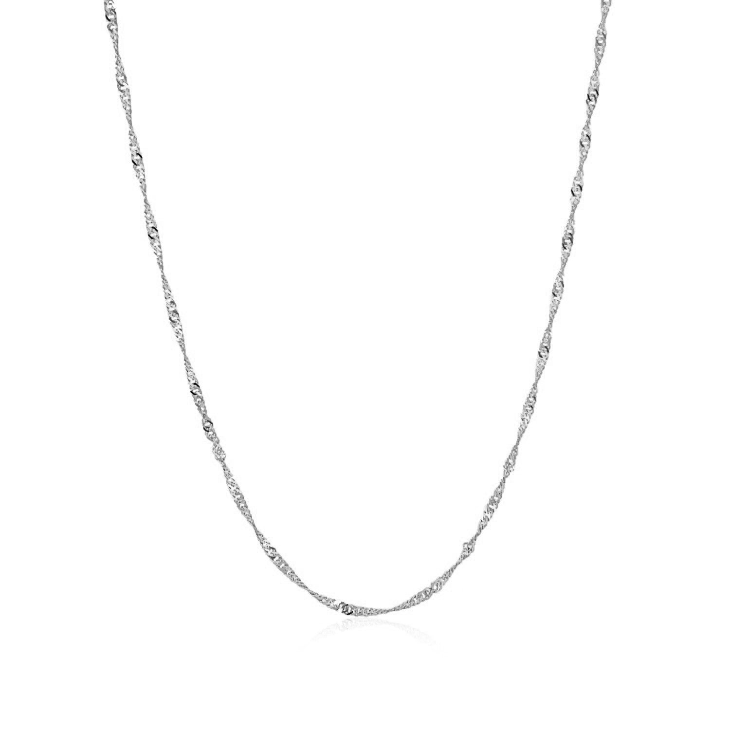 10k White Gold Singapore Chain(1.50 mm) in a sleek high-contrast midnight luxury editorial style