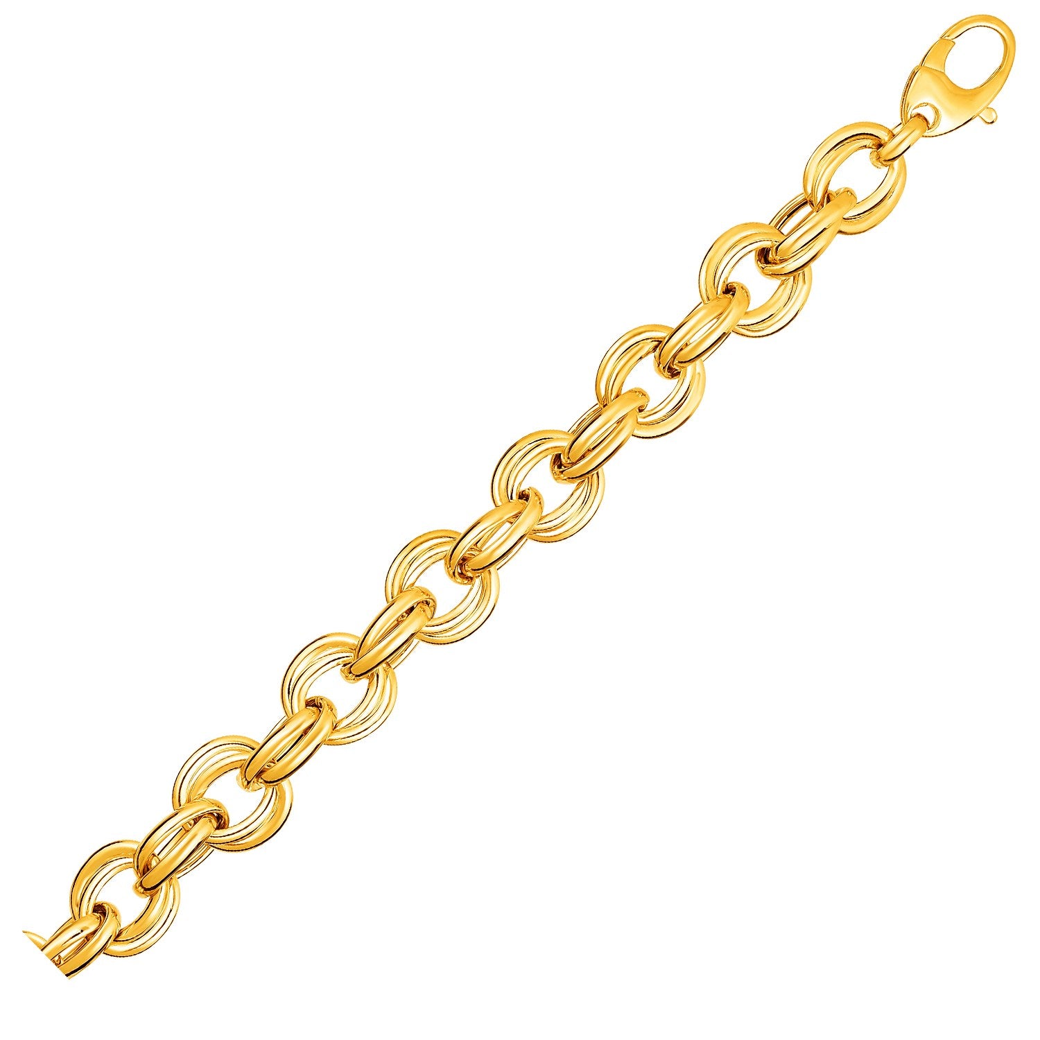 Twisted Double Link Bracelet in 14k Yellow Gold (11.80 mm) in a sleek high-contrast midnight luxury editorial style