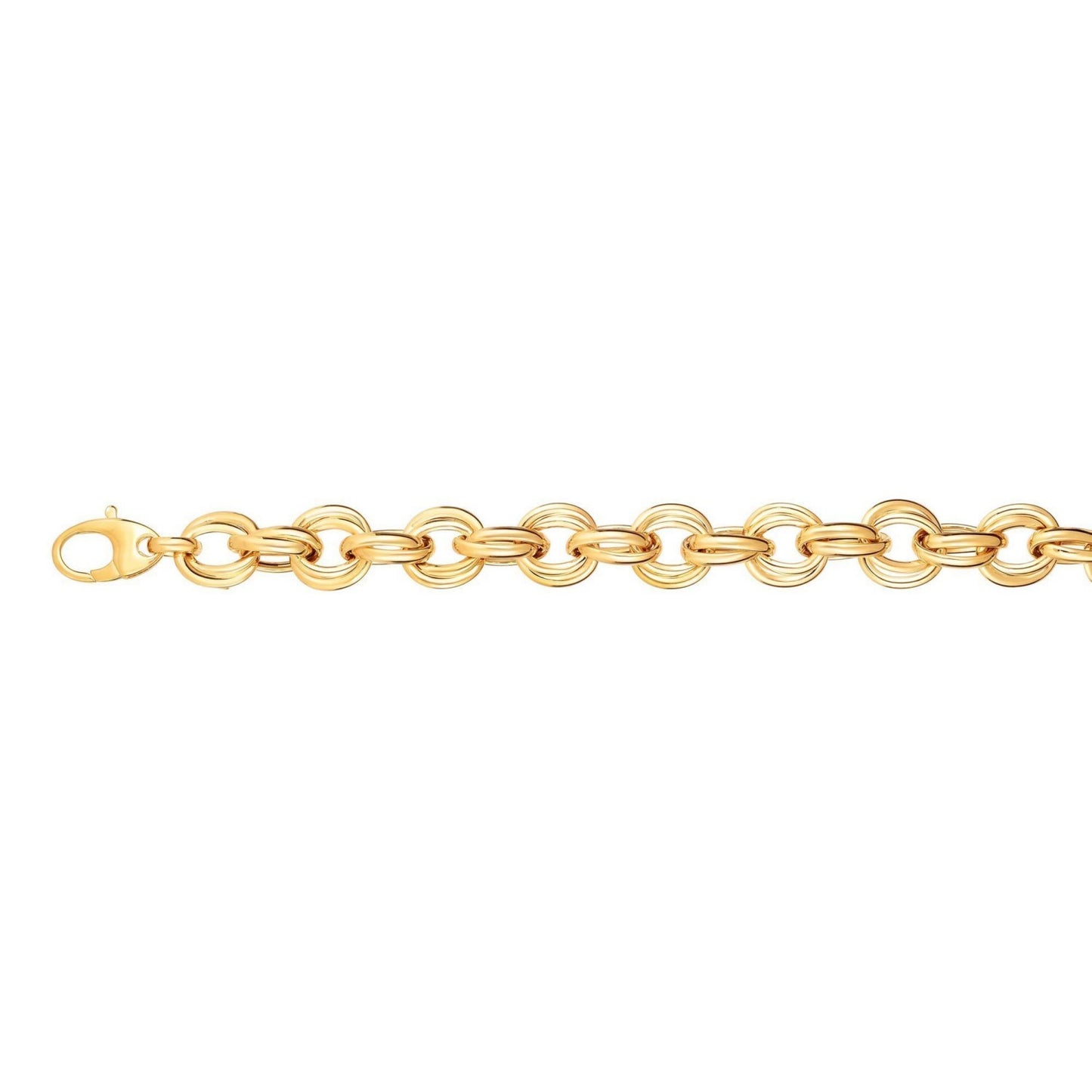 Twisted Double Link Bracelet in 14k Yellow Gold (11.80 mm)