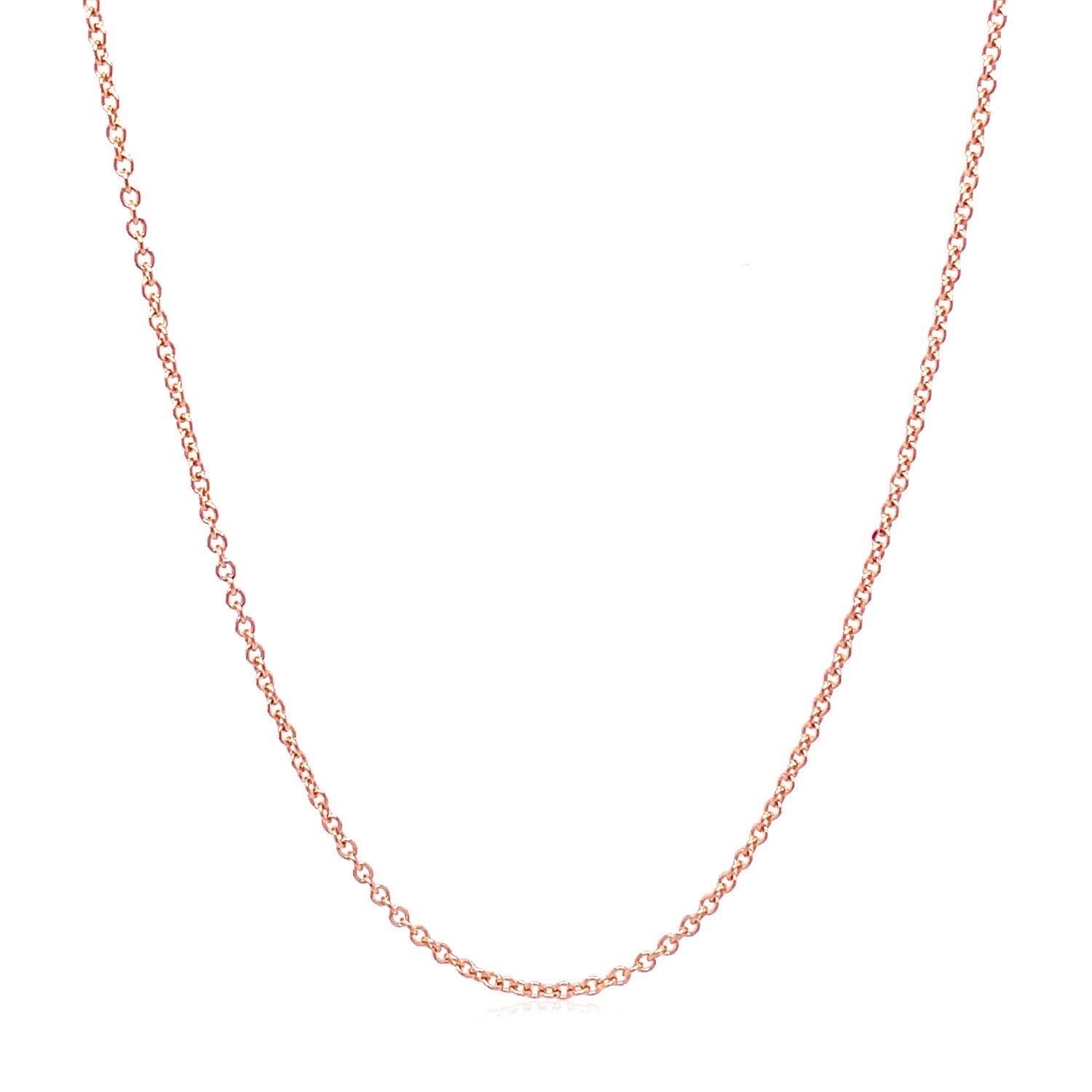 14k Rose Gold Round Cable Link Chain (1.25 mm) in a sleek high-contrast midnight luxury editorial style