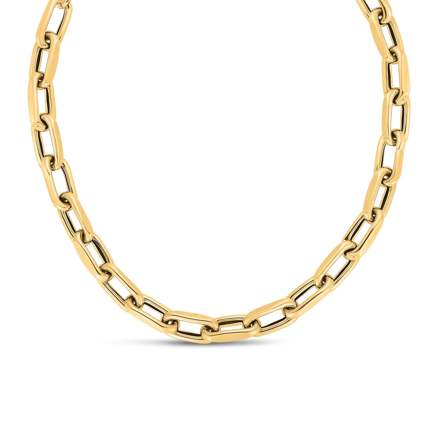 14k Yellow Gold French Cable Link Necklace (9mm) in a sleek high-contrast midnight luxury editorial style