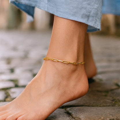 Sterling Silver Gold Plated Paperclip Anklet