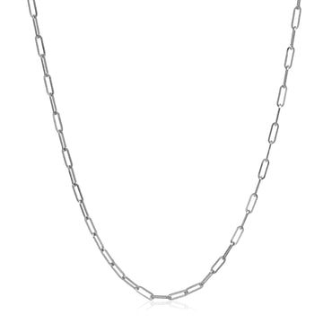 14k White Gold Adjustable Paperclip Chain (1.50 mm) - Peelerie