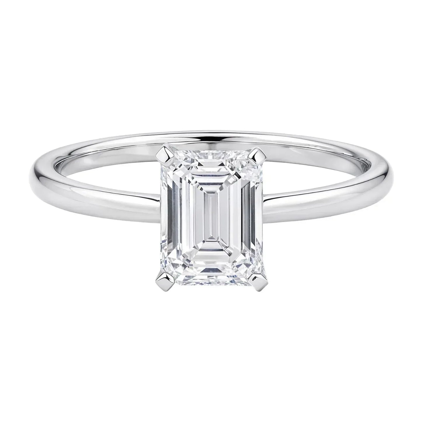 1 1/2 Carat Emerald Lab Grown IGI G/VS1 Diamond Solitaire Ring in 10K White Gold - Peelerie