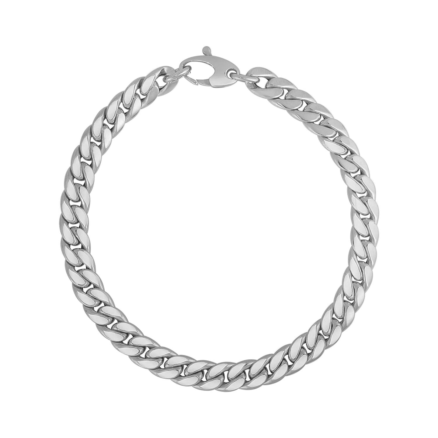14K White Gold Cuban Link Bracelet (5.90 mm) in a sleek high-contrast midnight luxury editorial style