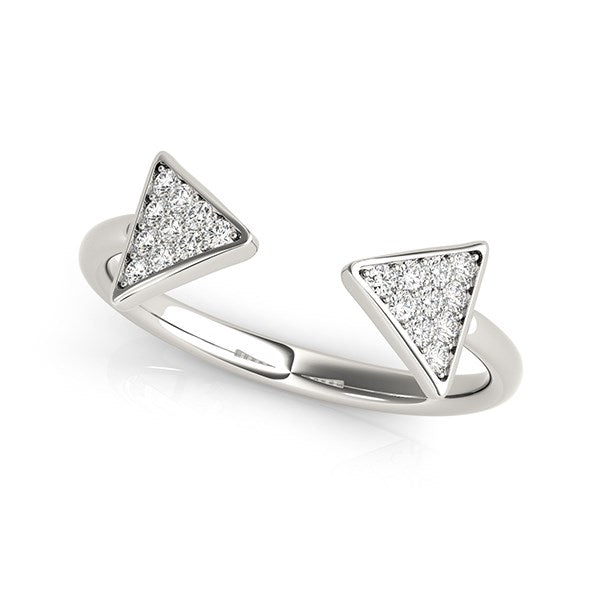 14k White Gold Diamond Arrowhead Open Ring (1/5 cttw) in a sleek high-contrast midnight luxury editorial style