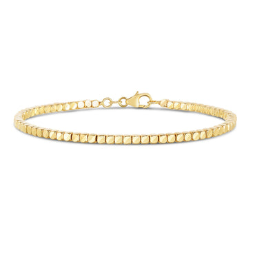 14k Yellow Gold High Polish Bead Cuff Bangle (2.40 mm)