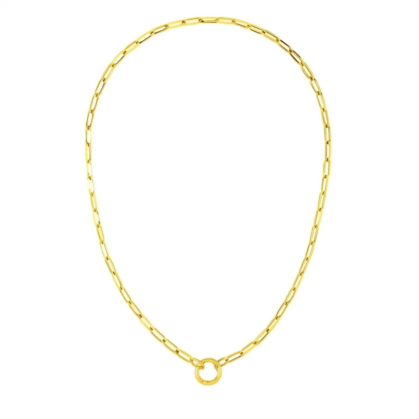 14k Yellow Gold High Polish The Invisible Paperclip Clasp Necklace