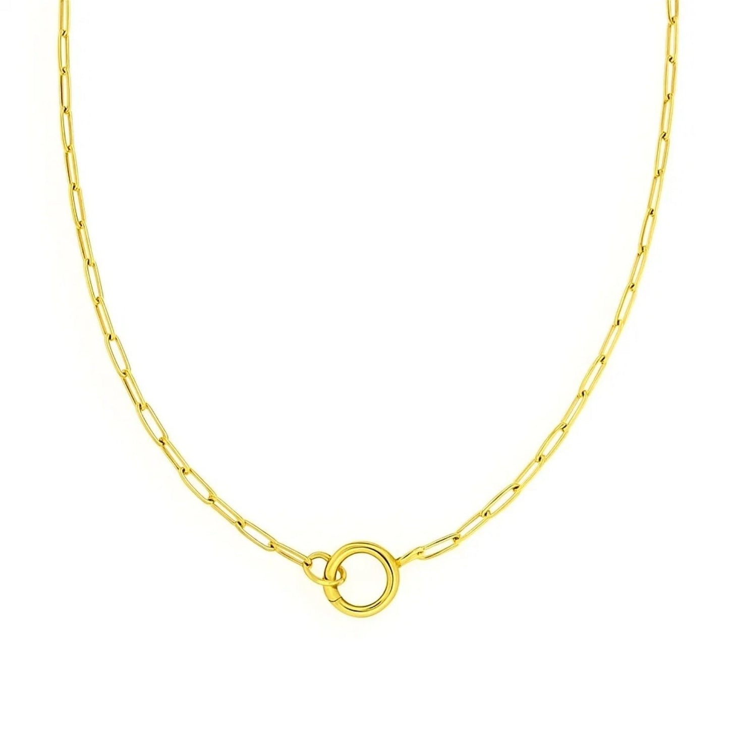 14k Yellow Gold High Polish The Invisible Paperclip Clasp Necklace