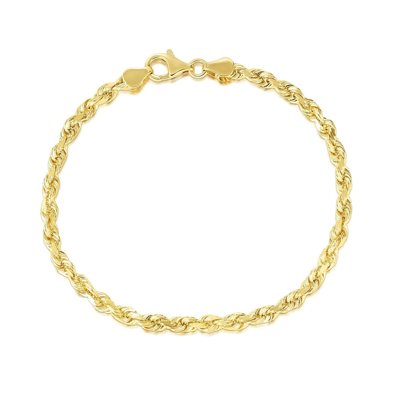 10k Yellow Gold Solid Diamond Cut Rope Bracelet (5.00 mm) - Peelerie