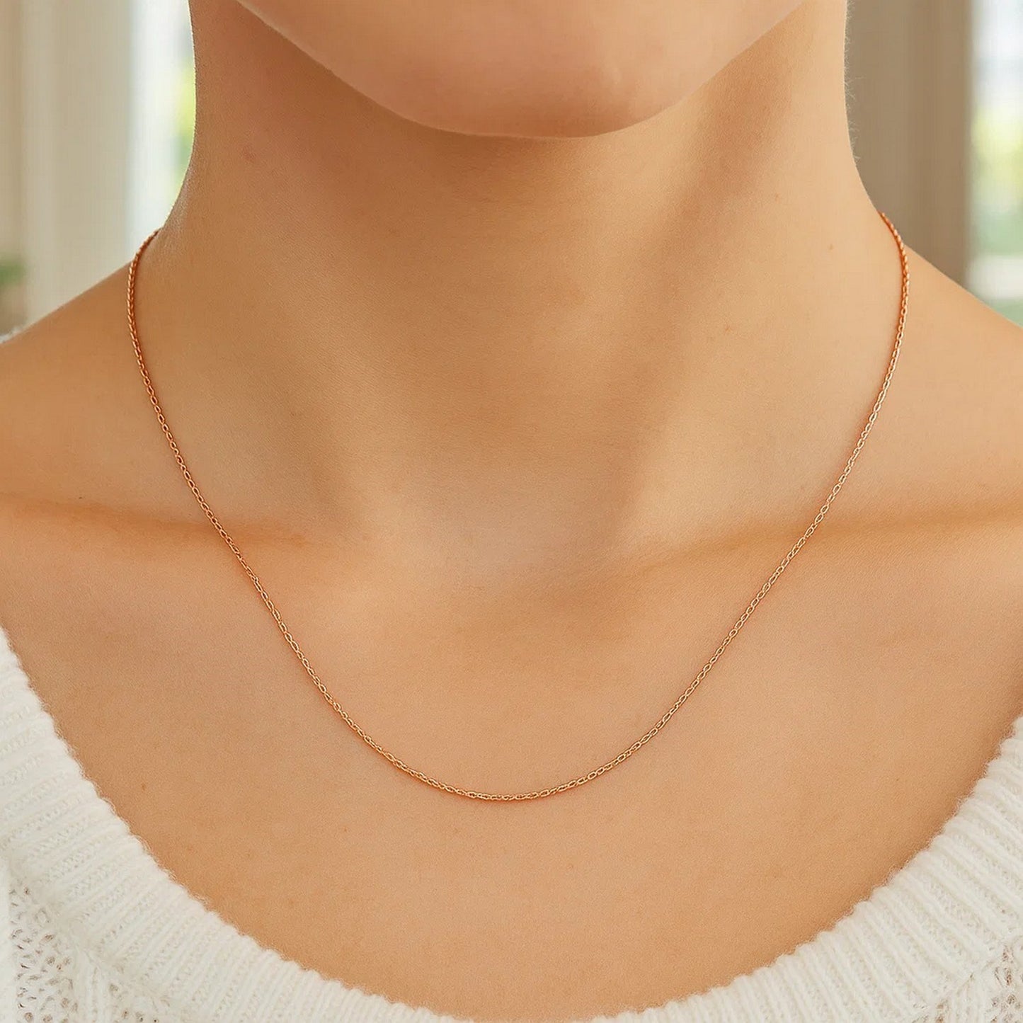 14k Rose Gold Diamond Cut Cable Link Chain (0.68 mm)