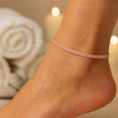 Sterling Silver Two Tone Snake Chain Inspired Anklet