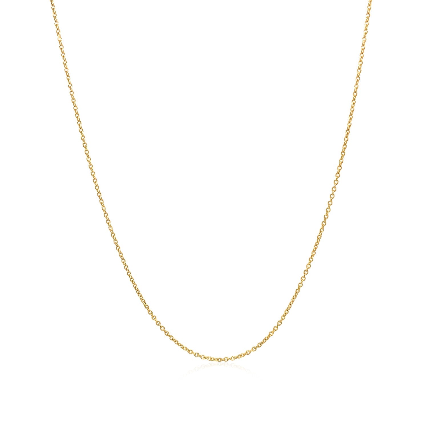 14k Yellow Gold Oval Cable Link Chain (0.85 mm) in a sleek high-contrast midnight luxury editorial style
