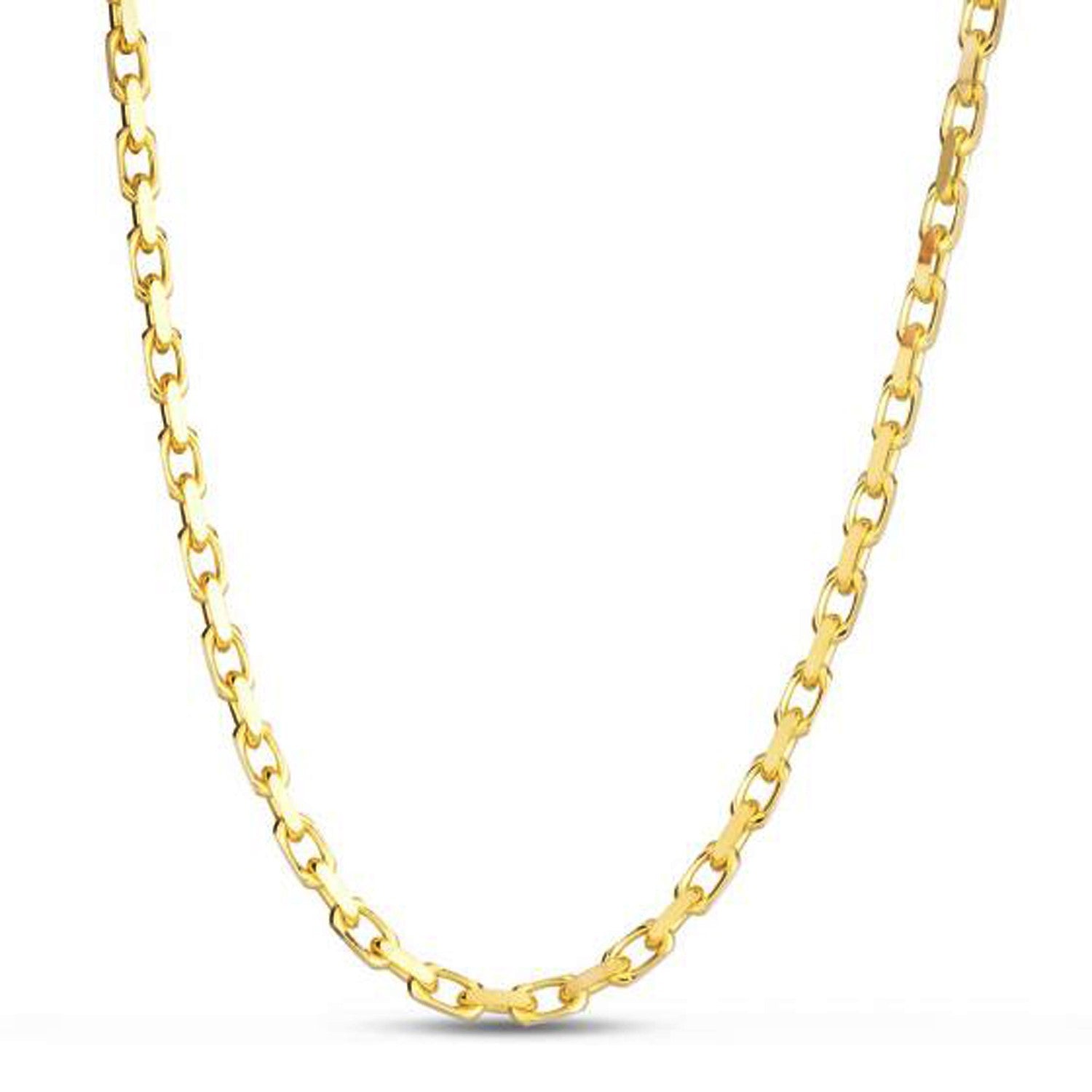 14k Yellow Gold French Cable Link Chain (3.60 mm) in a sleek high-contrast midnight luxury editorial style