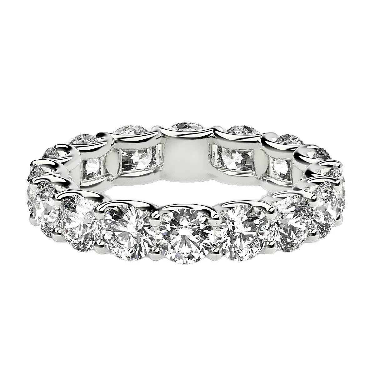 Round Cut Lab Grown Diamond Eternity Ring in 14k White Gold (4 cttw FG/VS2) - Peelerie