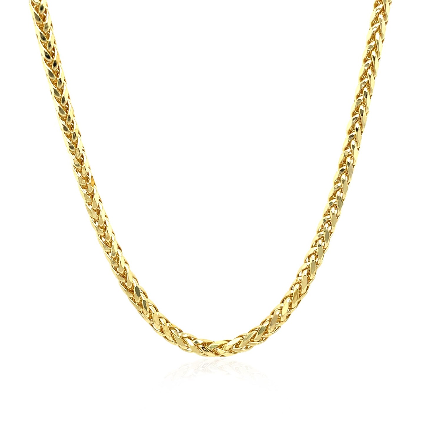 14k Yellow Gold Lite Diamond Cut Round Franco Chain (2.70 mm) in a sleek high-contrast midnight luxury editorial style