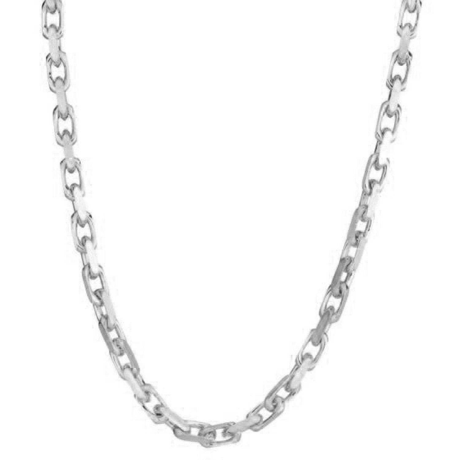 14k White Gold French Cable Link Chain (4.80 mm) in a sleek high-contrast midnight luxury editorial style