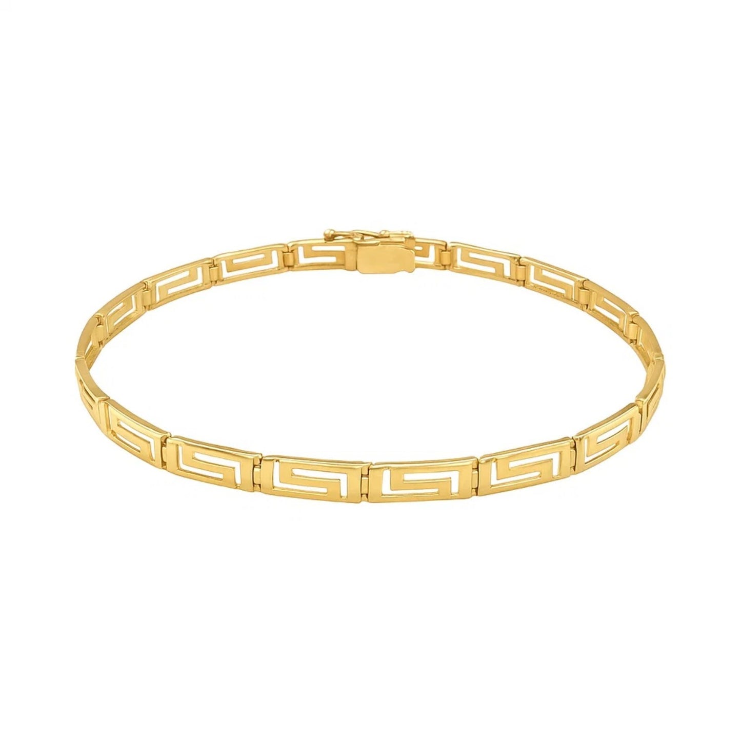 14k Yellow Gold Greek Fret Design Fancy Bracelet (3.30 mm)