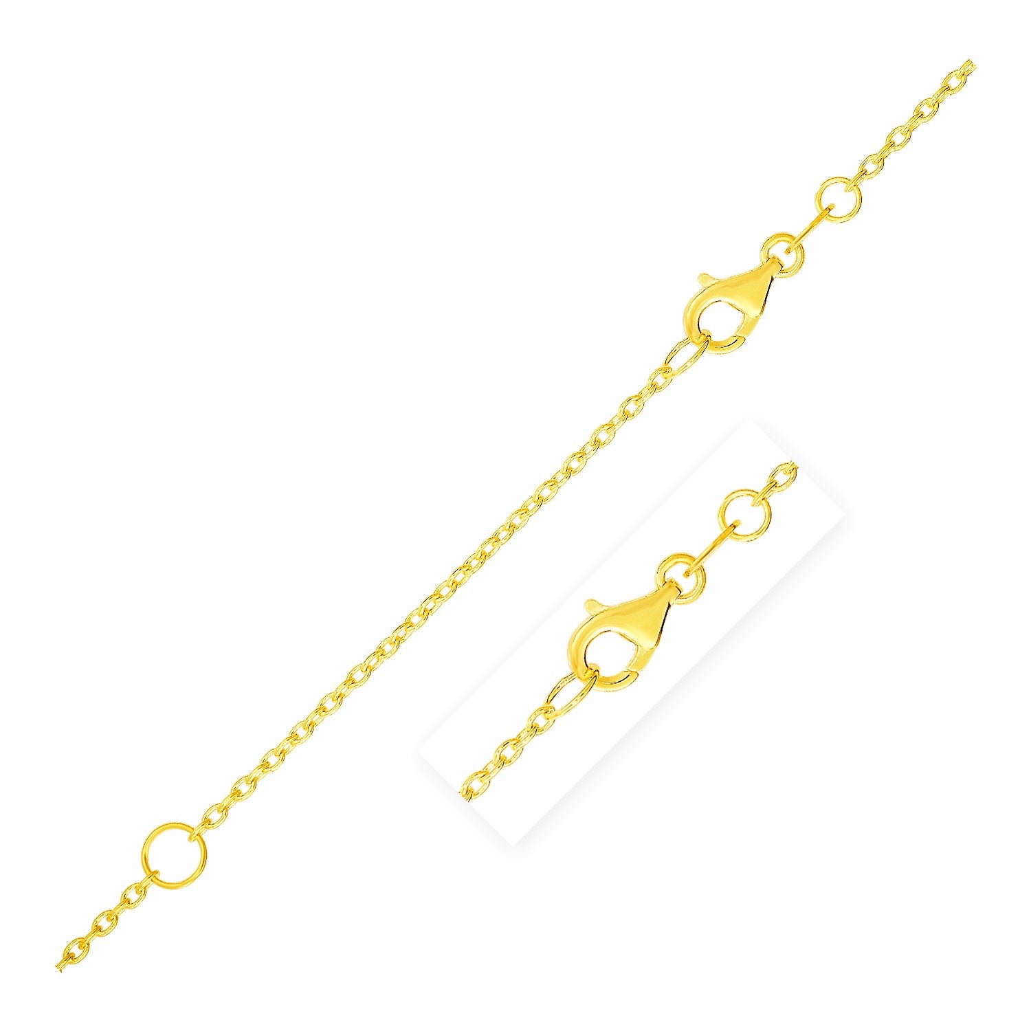 Extendable Cable Chain in 14k Yellow Gold (1.50 mm) in a sleek high-contrast midnight luxury editorial style