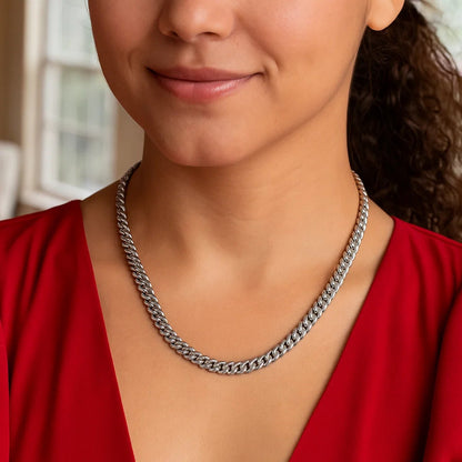 Sterling Silver Rhodium Plated Vintage Puffed Miami Cuban Chain (5.30 mm)