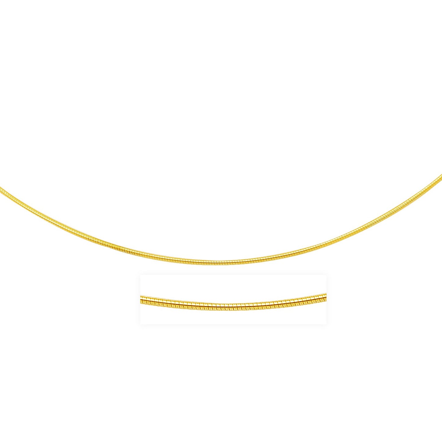 14k Yellow Gold Thin Motif Round Omega Necklace in a sleek high-contrast midnight luxury editorial style
