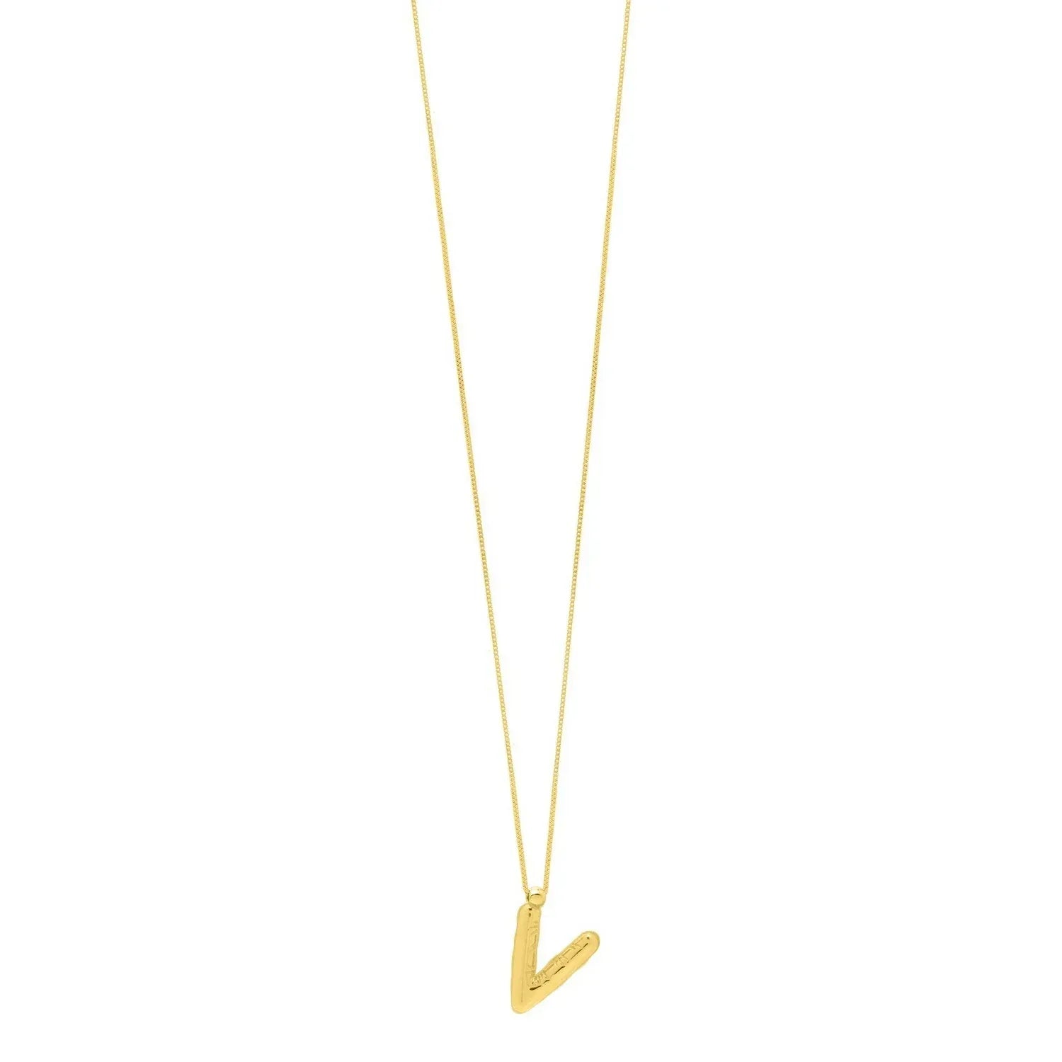 14K Yellow Gold Helium Initial V Pendant - Peelerie