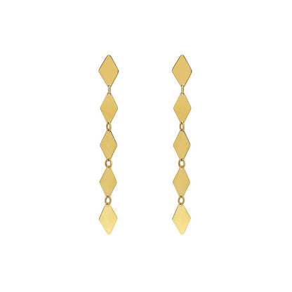14K Yellow Gold Mirror Kite Link Drop Earrings