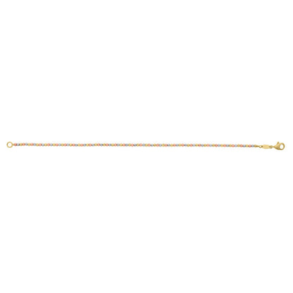 10K Yellow Gold Tricolor Diamond Cut Bead Bracelet